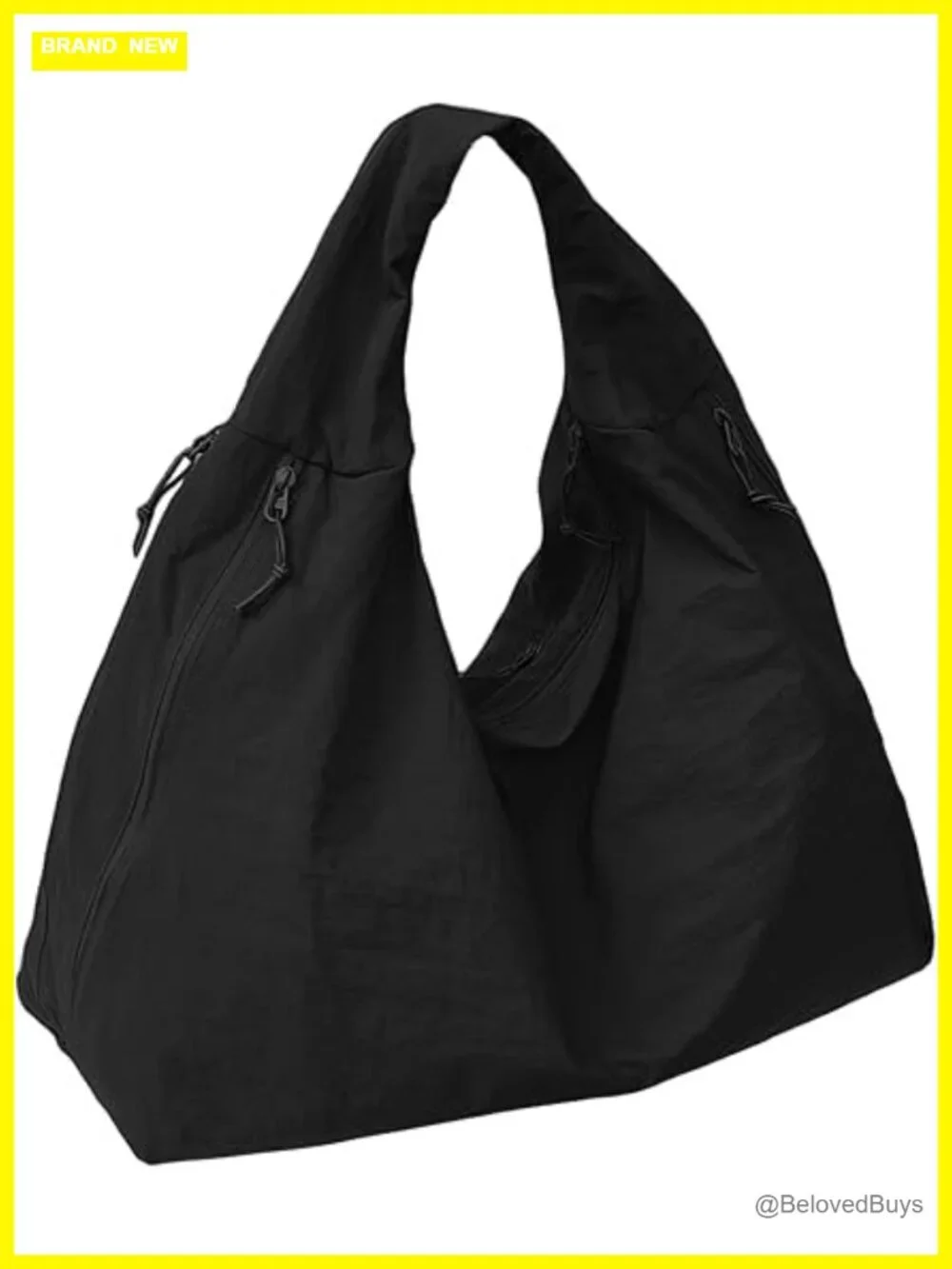 Large Nylon Slouchy Tote Bag with Multiple Pockets Shoulder Hobo Bag